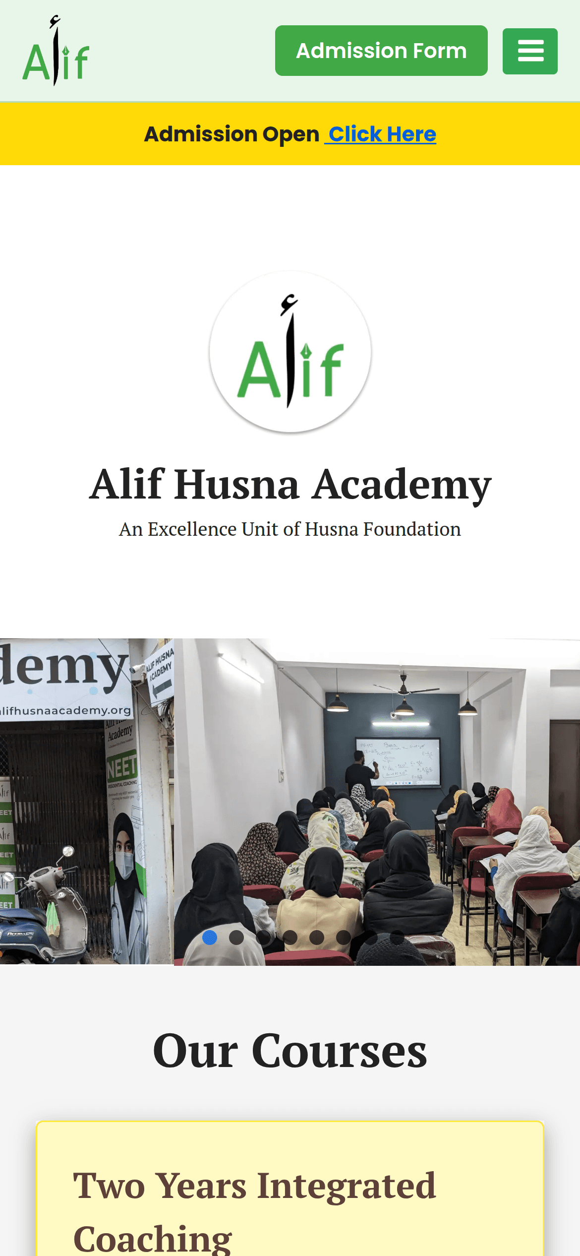 Alif Husna Academy website screenshot