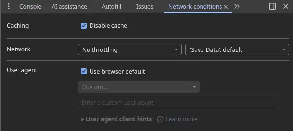 Spoofing the User-Agent in Chrome DevTools